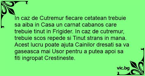 In Caz De Cutremur Fiecare Cetatean Trebuie Sa Aiba In Casa Un Carnat