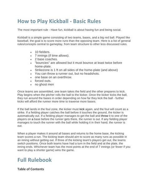 Pdf How To Play Kickball Basic Rules Dokumen Tips