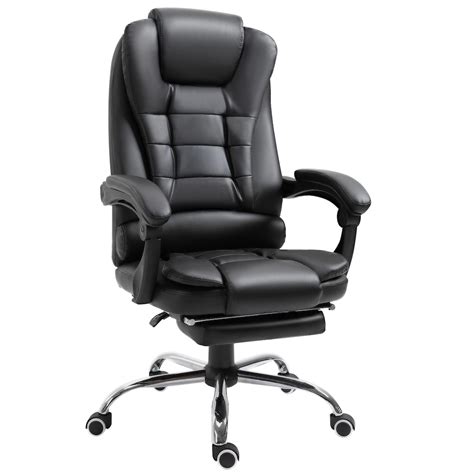 Homcom Executive Reclining Office Napping Chair Pu Leather W Footrest