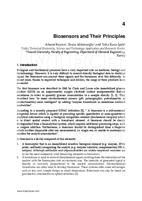 (PDF) 4 Biosensors and Their Principles