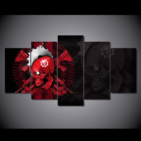 HD Printed Skull red skull art Painting Canvas Print room decor print ...