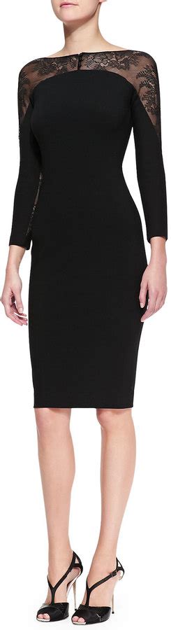 Carolina Herrera Lace Panel Sheath Dress Shopstyle