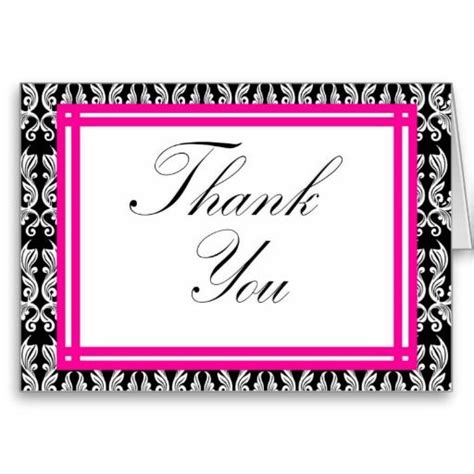 Pink Black Damask Thank You Card Thank You Cards Cards Thank You