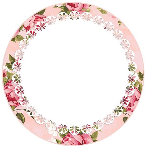 Round Floral Label With Frame