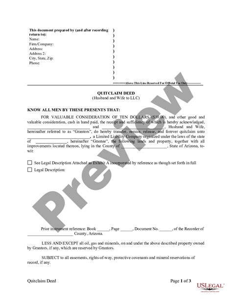 Maricopa Arizona Quitclaim Deed From Husband And Wife To Llc Arizona Quitclaim Deed Us Legal