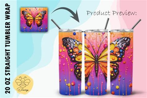 Butterfly D Tumbler Wrap Graphic By Beedrawings Creative Fabrica