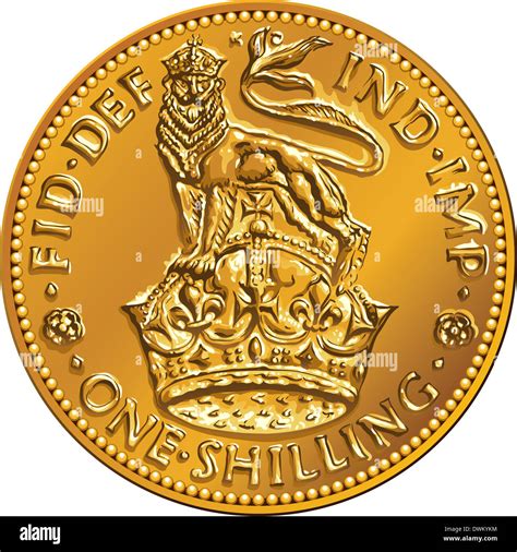British Money Gold Coin One Shilling With The Image Of A Heraldic Lion