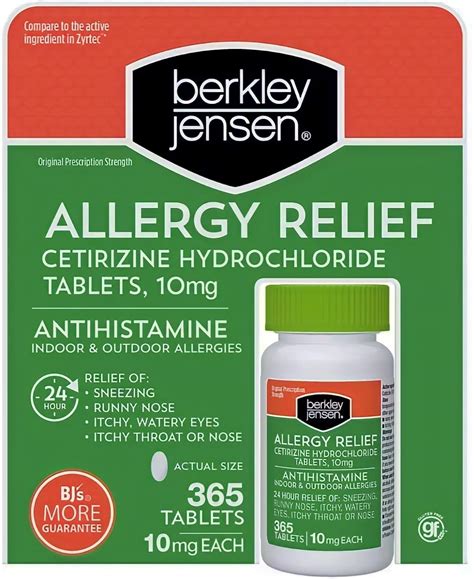 Berkley Jensen Allergy Relief 10mg Cetirizine Hydrochloride Tablets, 3