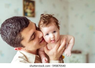 Father Holds On Hands Naked Baby Stock Photo Shutterstock