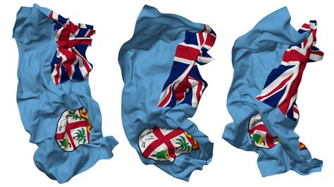 Free Fiji Flag Waves Isolated In Different Styles With Bump Texture 3d