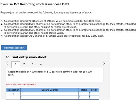 Answered Exercise Recording Stock Issuances Bartleby