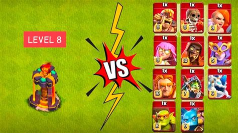 Level 8 Inferno Tower Vs Max Super Troops Clash Of Clans Clashofclansviral Youtube