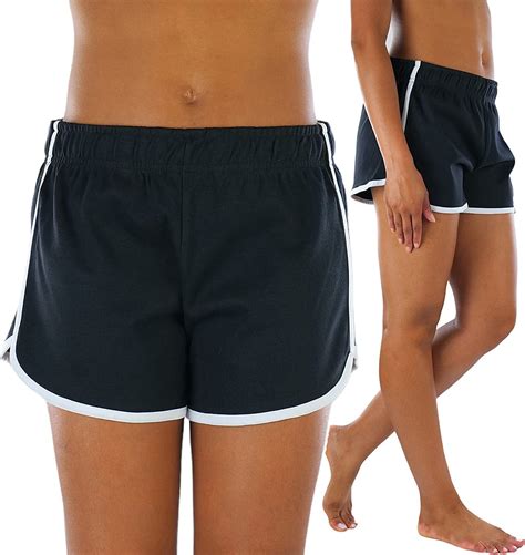 Tobeinstyle Womens Contrast Waistband Athletic Shorts