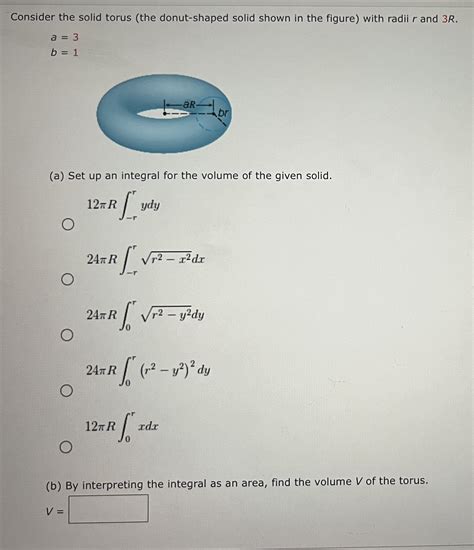 Solved Consider The Solid Torus The Donut Shaped Solid Chegg