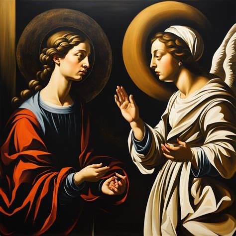 Style of Caravaggio, the Annunciation - AI Generated Artwork ...