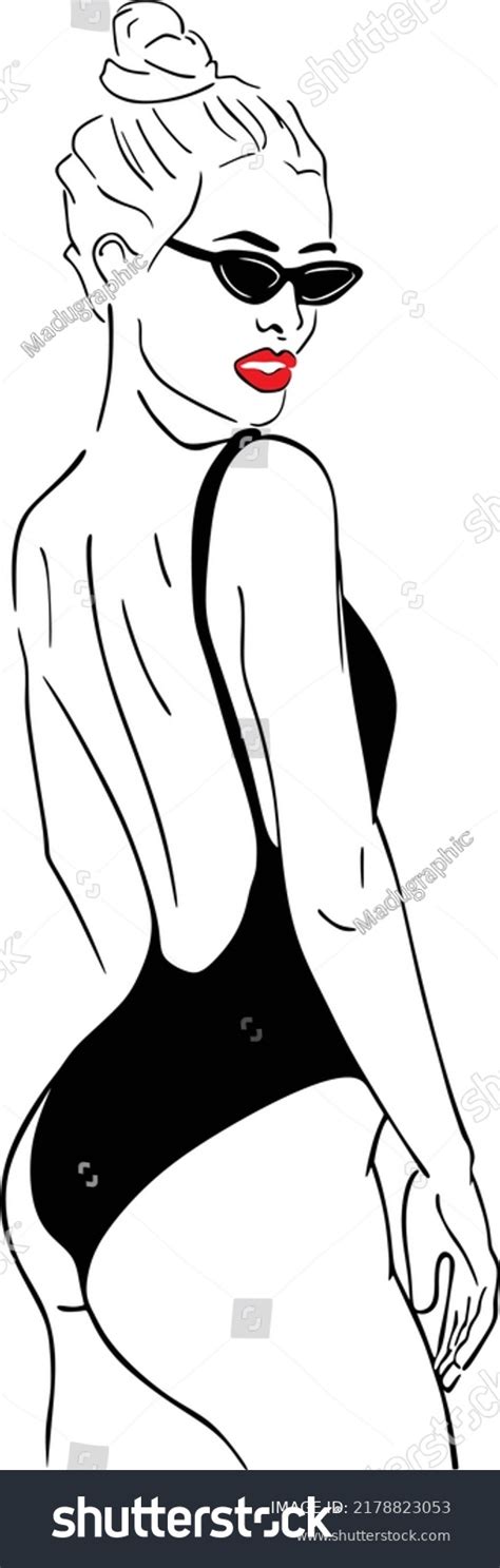 Hot Bikini Girl Vector Drawing Line Stock Vector Royalty Free 2178823053 Shutterstock