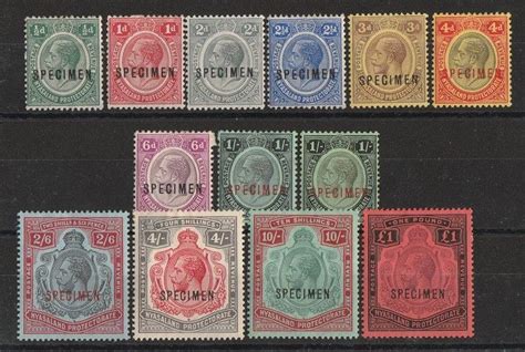 World Nyasaland Kgv Set D Wmk Mult Crown Opt Specimen