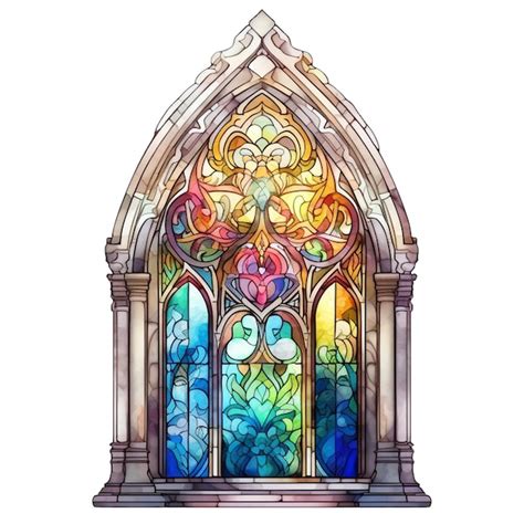 Premium Photo A Watercolor Sketch Of A Stained Glass Window In A Church