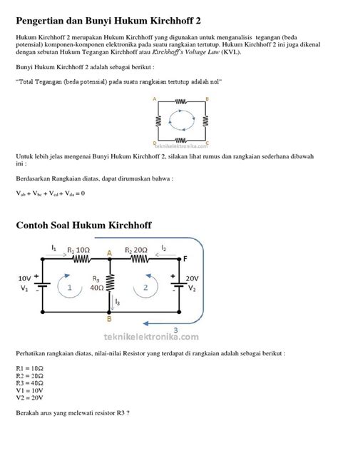 Contoh Soal Hukum Kirchoff 1 Dan 2 Kuy Belajar