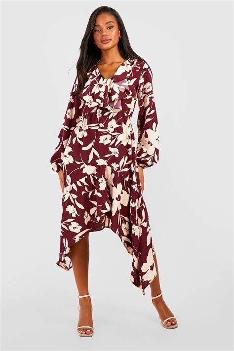 Floral Ruffle Smock Midaxi Dress Boohoo Uk