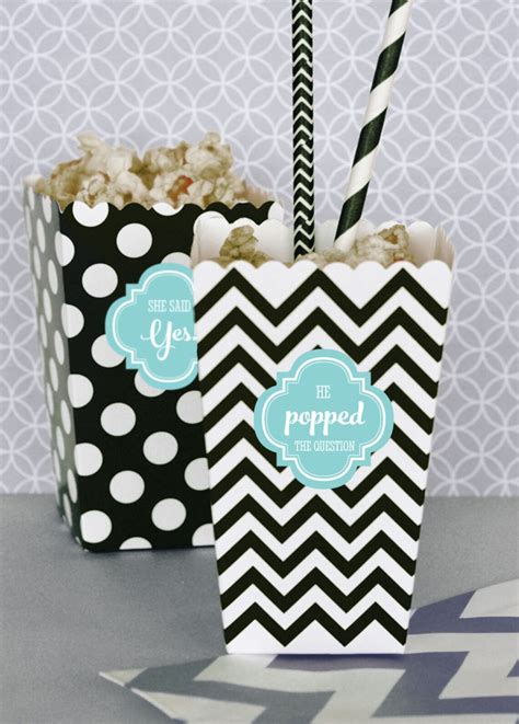 He Popped The Question Popcorn Boxes W Stickers Engagement Etsy