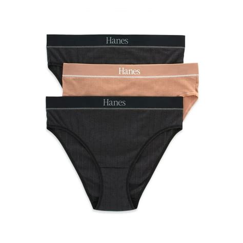 Hanes Originals Womens Underwear Ribbed Hi Cut 3 Pack