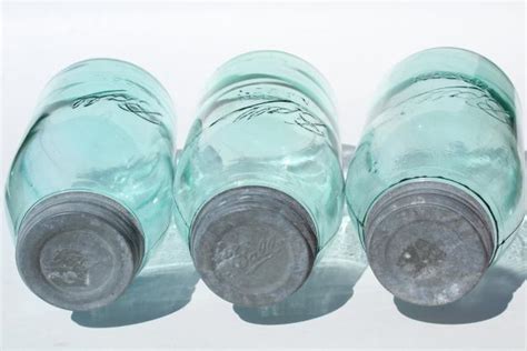 Vintage Ball Mason Canning Jars Antique Blue Glass Strong Slope Shoulder Jar Shape