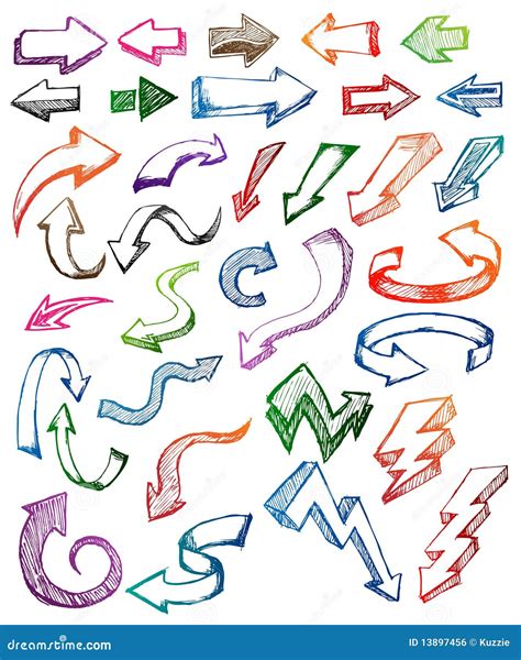 Set Of Arrow Doodle Stock Vector Illustration Of Left 13897456