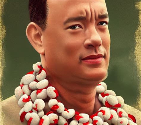 Krea Ai Tom Hanks As Forrest Gump Wearing A Necklace Of Sh