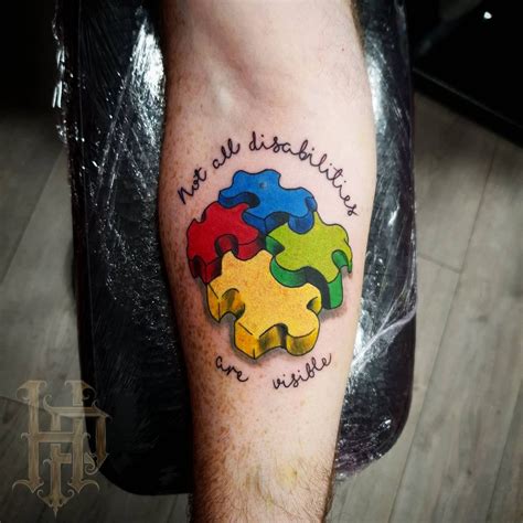Autism Puzzle Piece Tattoo 3d