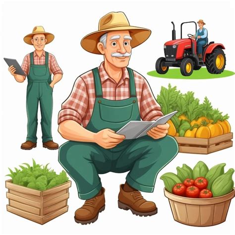 Farmer Cartoon Illustration Premium Ai Generated Image