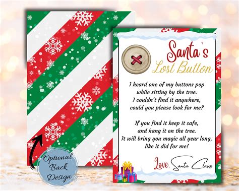 Santa S Lost Button Button Tag Printable Poem Christmas Eve Box Item