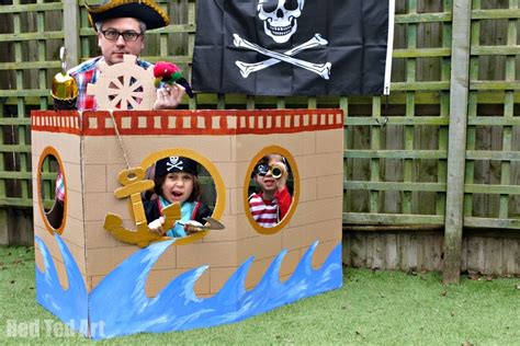 Cardboard Pirate Ship (Photo Booth & Play Ship) - Red Ted Art - Kids Crafts