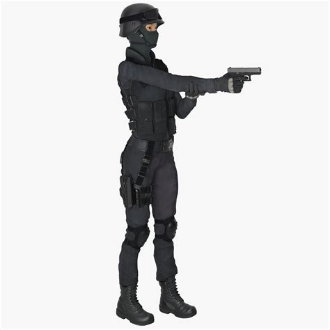 SWAT Woman Asian 2 3D Model 109 C4d 3ds Obj Max Ma Fbx