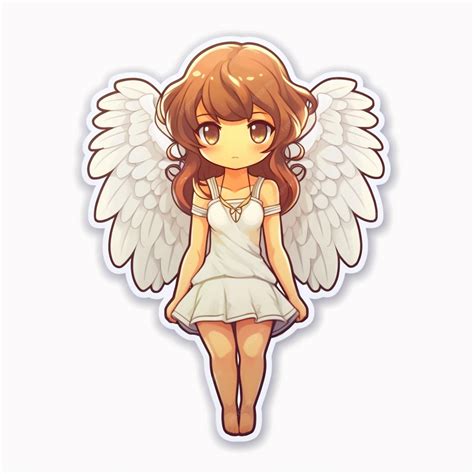 Premium Photo Anime Girl With Angel Wings And A White Dress Generative Ai