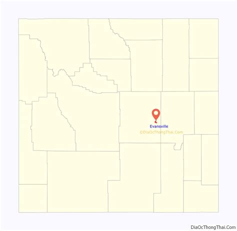 Map of Evansville town, Wyoming - Thong Thai Real