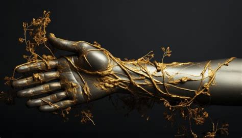 Premium Photo Golden Black Hands Cover On Black Background