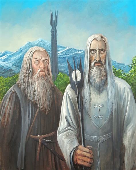 Lord of the Rings Gandalf and Saruman in Isengard American Gothic ...