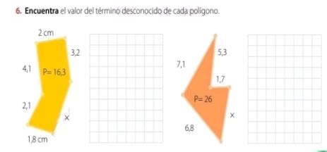 Solved 6 Encuentra el valor del término desconocido de cada polígono