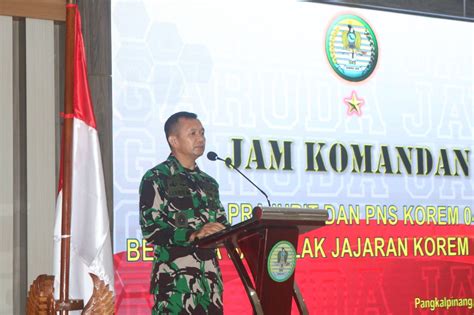 Prajurit Dan PNS Korem 045 Gaya Menerima Jam Komandan Tajuk Babel