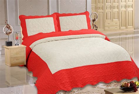 White Quilted Bedspread Set Embroidery Quilts Microfiber Comforter Sets ...