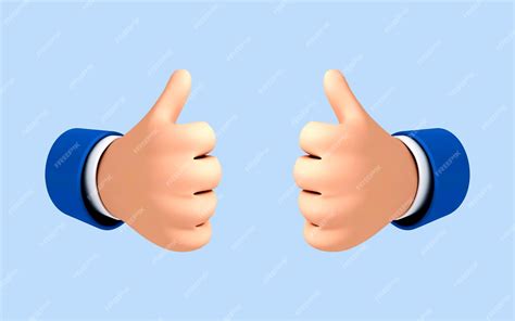 Premium Vector Two 3d Cartoon Hands Show A Gesture Thumb Up Isolated