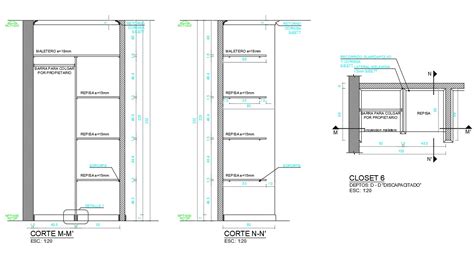 Closet Cabinet Plan And Section Drawing DWG File - Cadbull