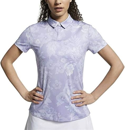 Womens Nike Dri Fit Sz M Purple Lavender Floral Golf Polo Shirt Upf 40 For Sale Online Ebay