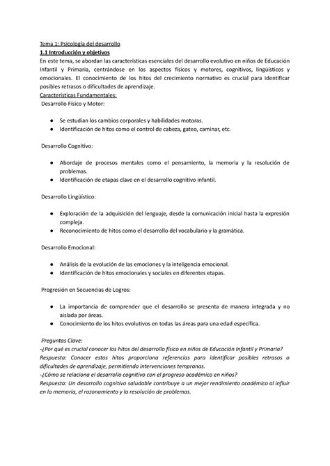 Resumen Dificultades de Aprendizaje I Tema 1 Psicología del