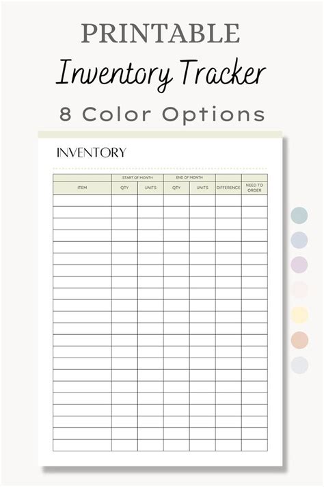 Printable Inventory Tracker Inventory Log Inventory Sheet Etsy In