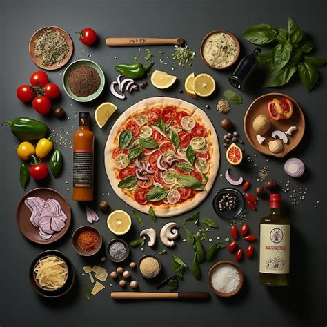 Premium Ai Image Knolling Pizza Restaurant Italy Picture Moodboard