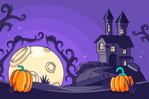 Fondo De Halloween Dibujado A Mano Vector Premium