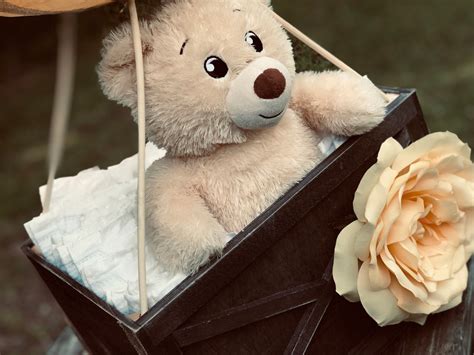 Teddy Bear Hot Air Balloon Diaper Cake Baby Shower Gift Centerpiece Decoration Nursery Decor