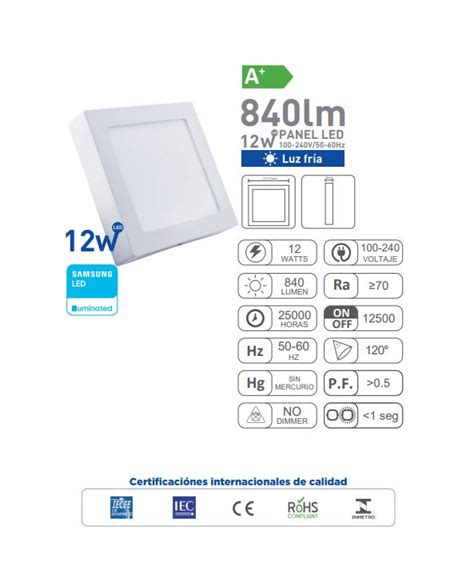 Panel Led Exterior Cuadrado Frio W Wellmax A Os Garant A